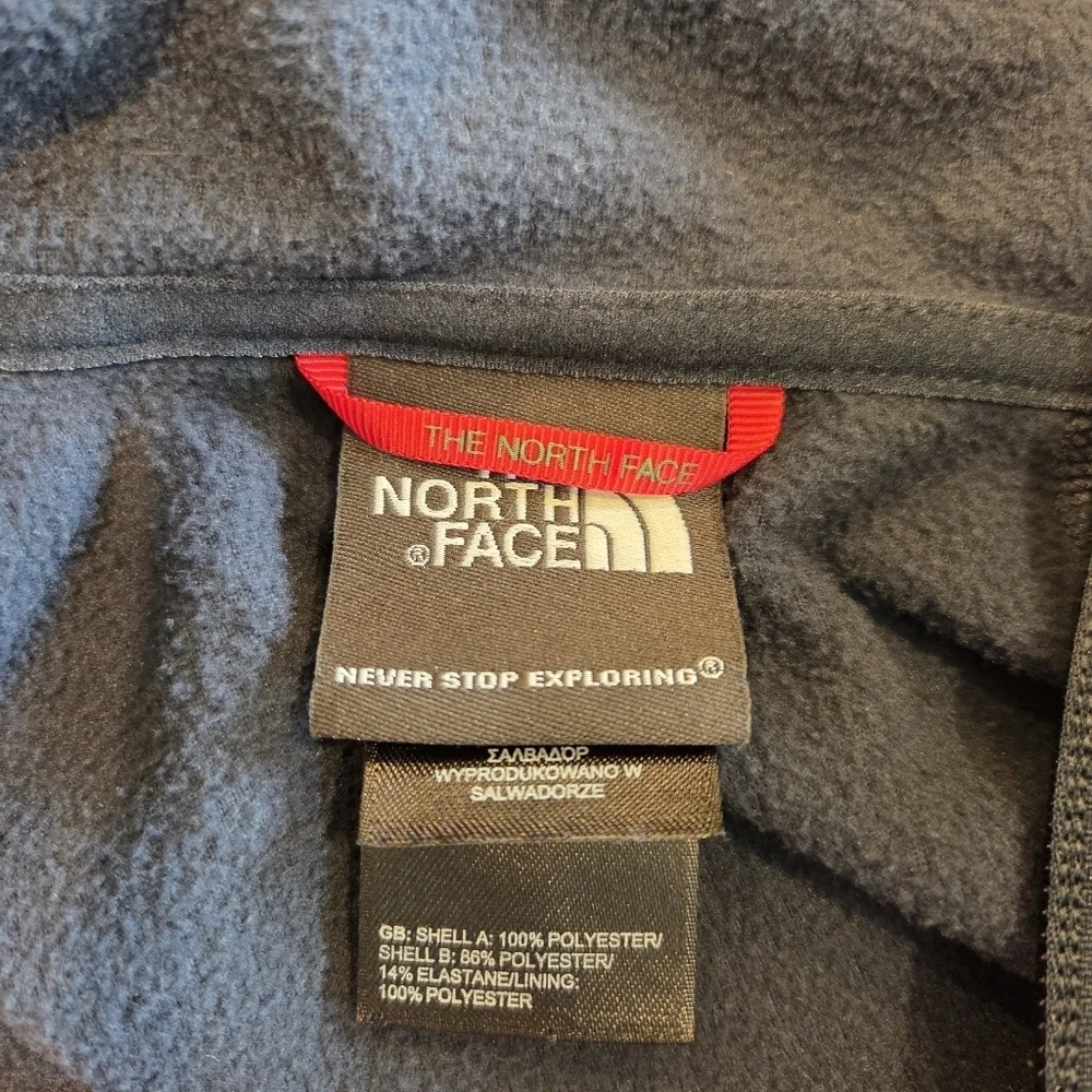 The North Face 1/4 Zip Pullover Fleece Jacket Mens Navy Flash Dry Hike Large